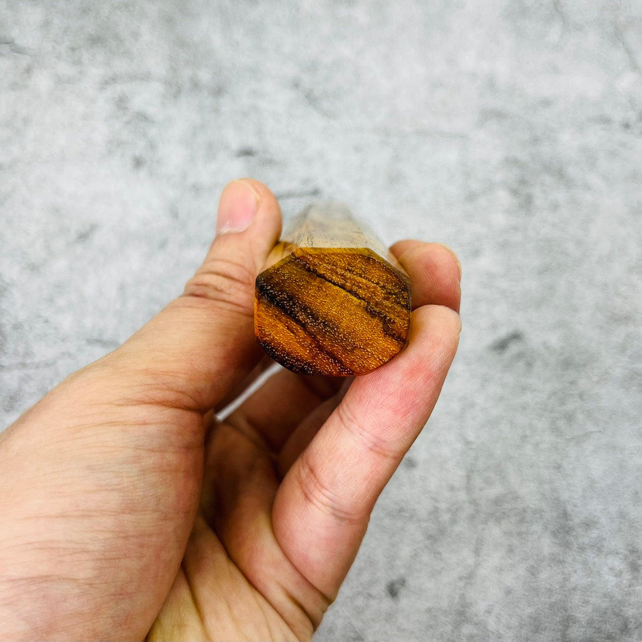 I-Siamese Yellow Rosewood Wa handle with marble horn ferrule, 135mm