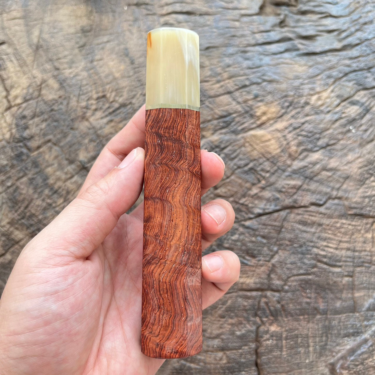 I- 3D Rosewood Wa handle with white horn ferrule, Nickel Spacer - 145mm