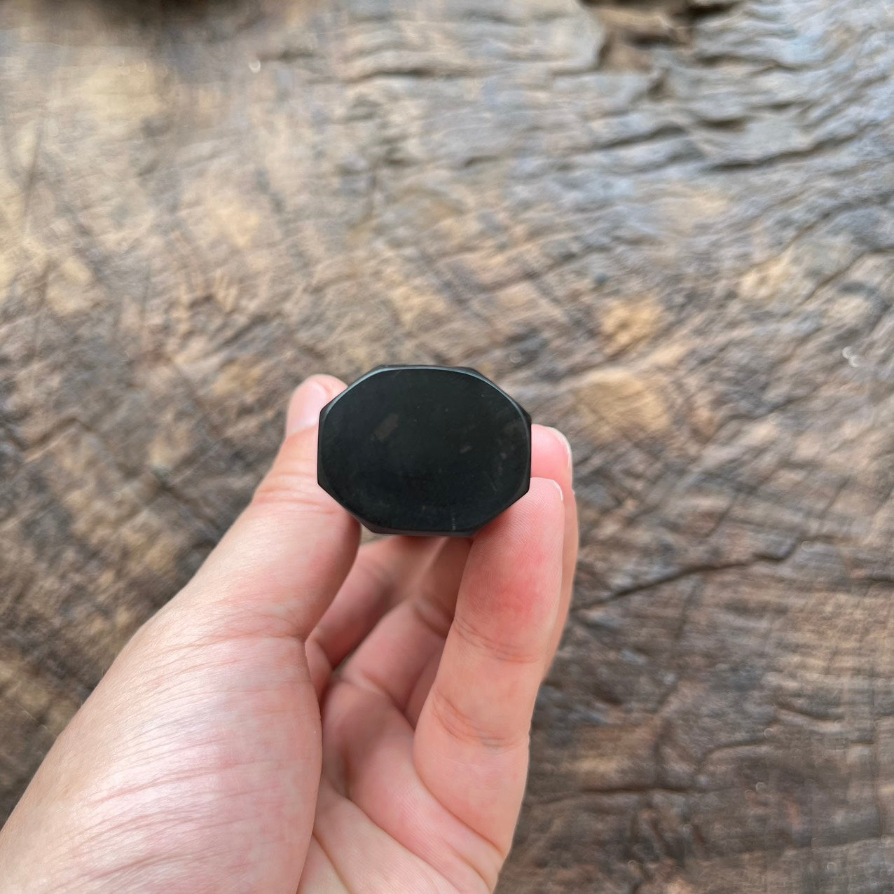 I- Burl Black Ebony Wa handle with marble horn ferrule- 145mm (Super rare)