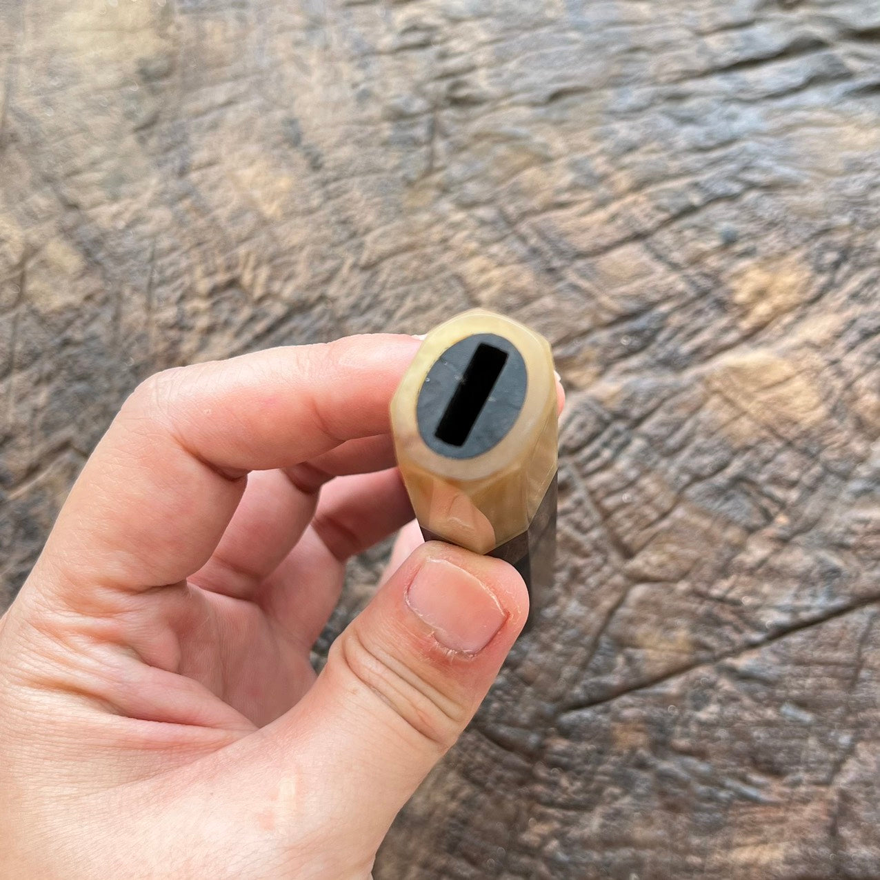 I - Ebony Wa handle with marble horn - 130mm