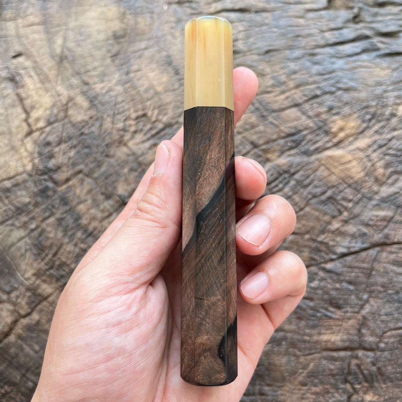 I - Ebony Wa handle with marble horn - 130mm