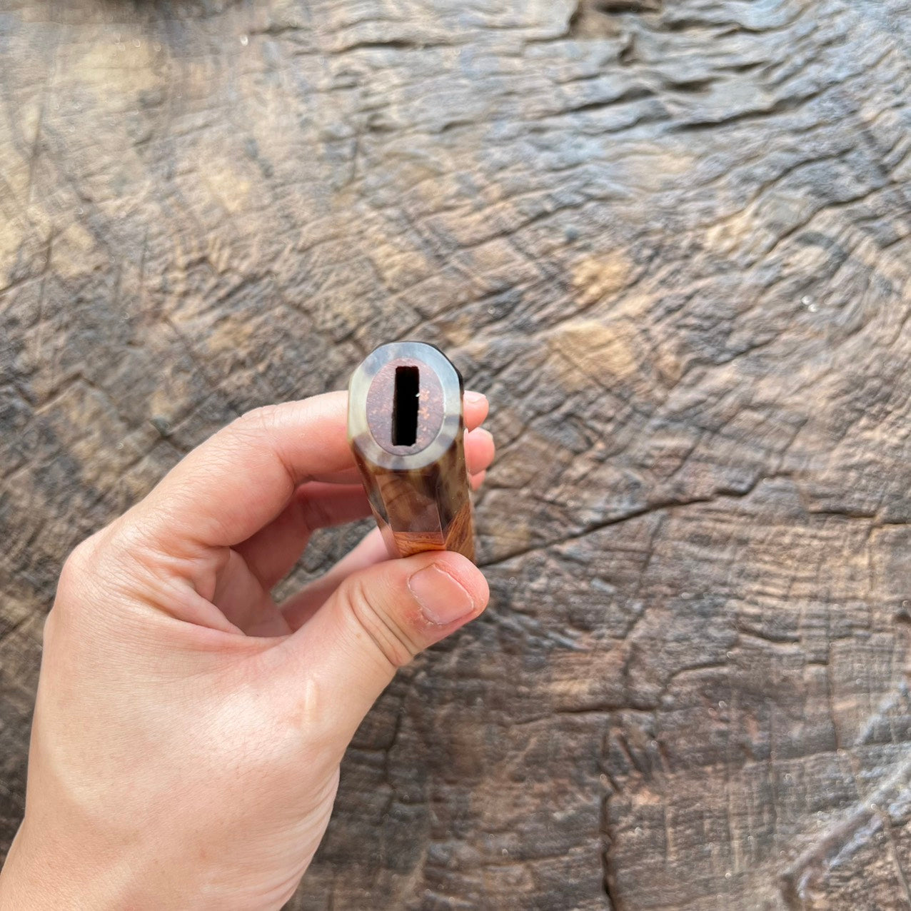 I- Grain Rosewood Wa handle with marble horn ferrule and end cap- 145mm