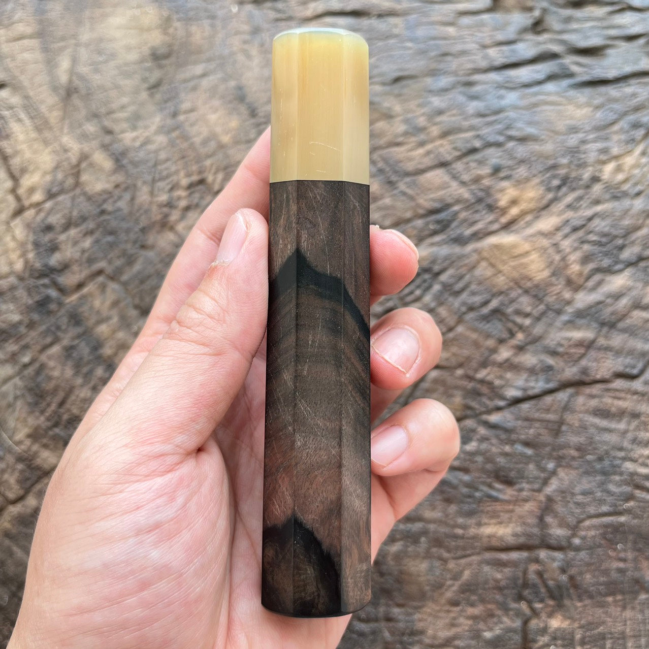 I - Ebony Wa handle with marble horn - 130mm