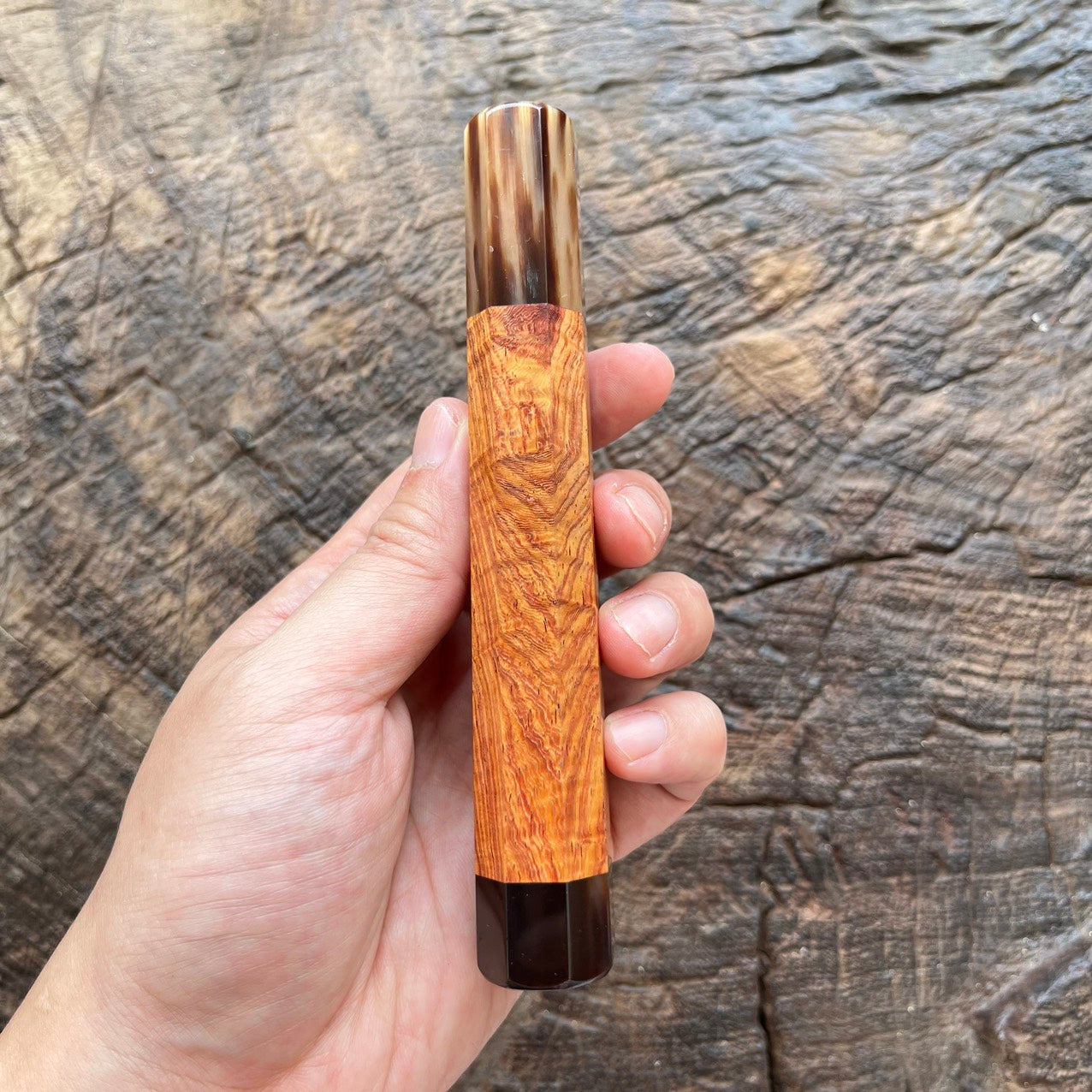 I- Grain Rosewood Wa handle with marble horn ferrule and end cap- 145mm