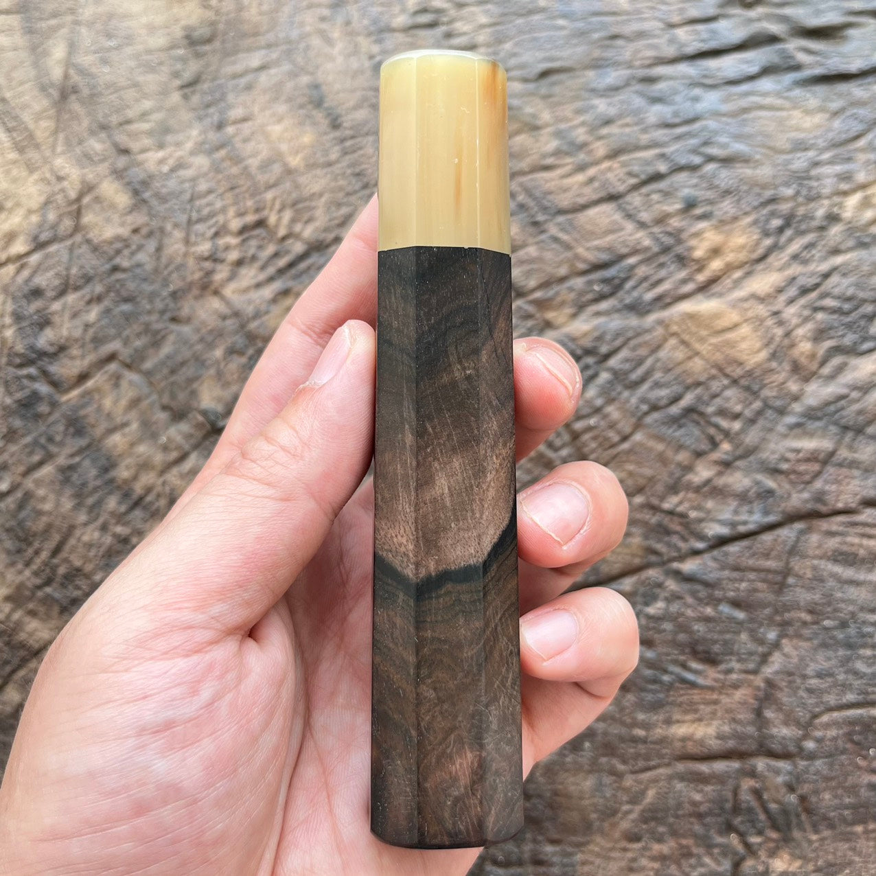 I - Ebony Wa handle with marble horn - 130mm