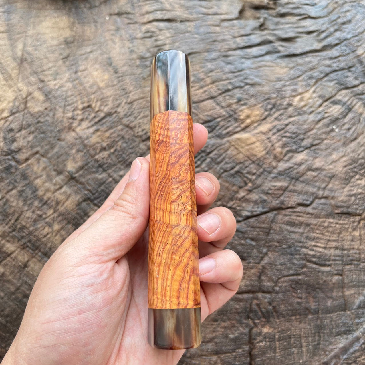 I- Grain Rosewood Wa handle with marble horn ferrule and end cap- 145mm