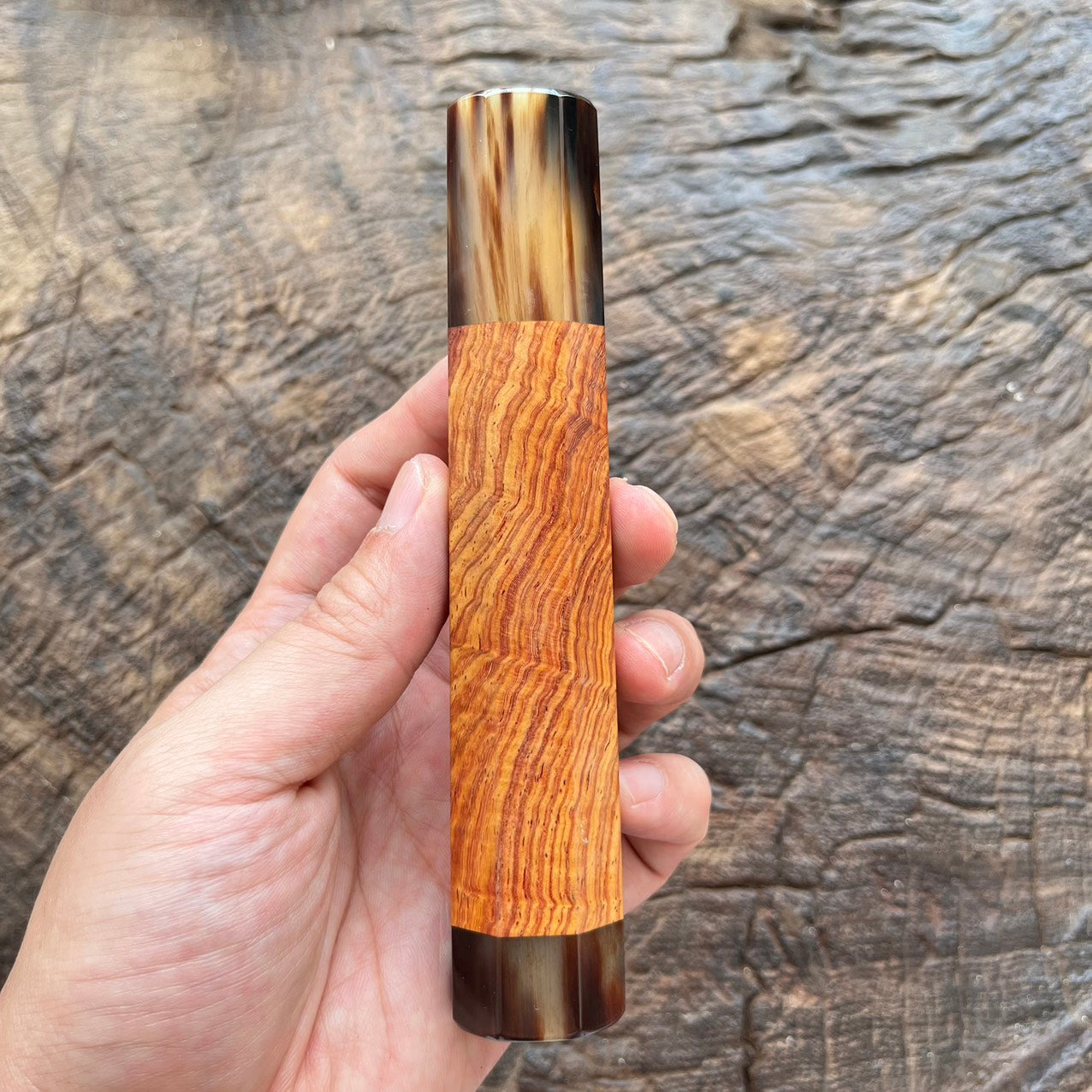 I- Grain Rosewood Wa handle with marble horn ferrule and end cap- 145mm