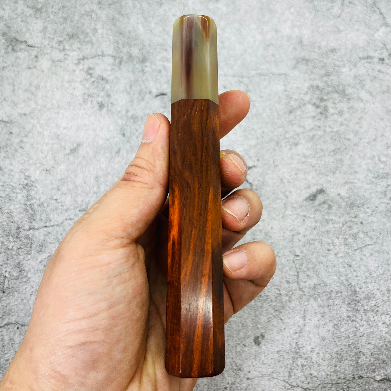 I- Siamese Rosewood Wa handle with marble cream horn ferrule- 140mm