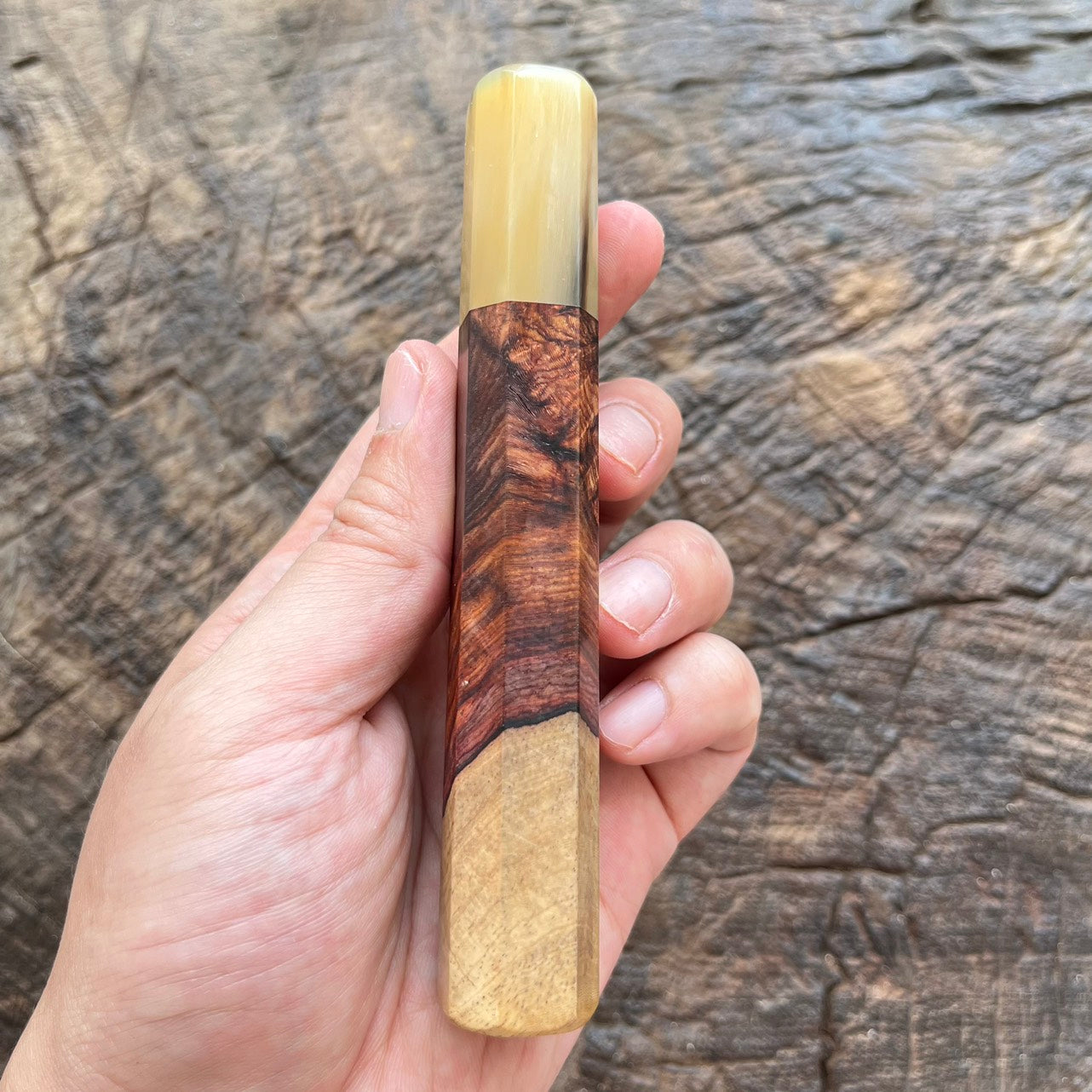 I - Two tone Rosewood Wa handle with marble horn - 130mm