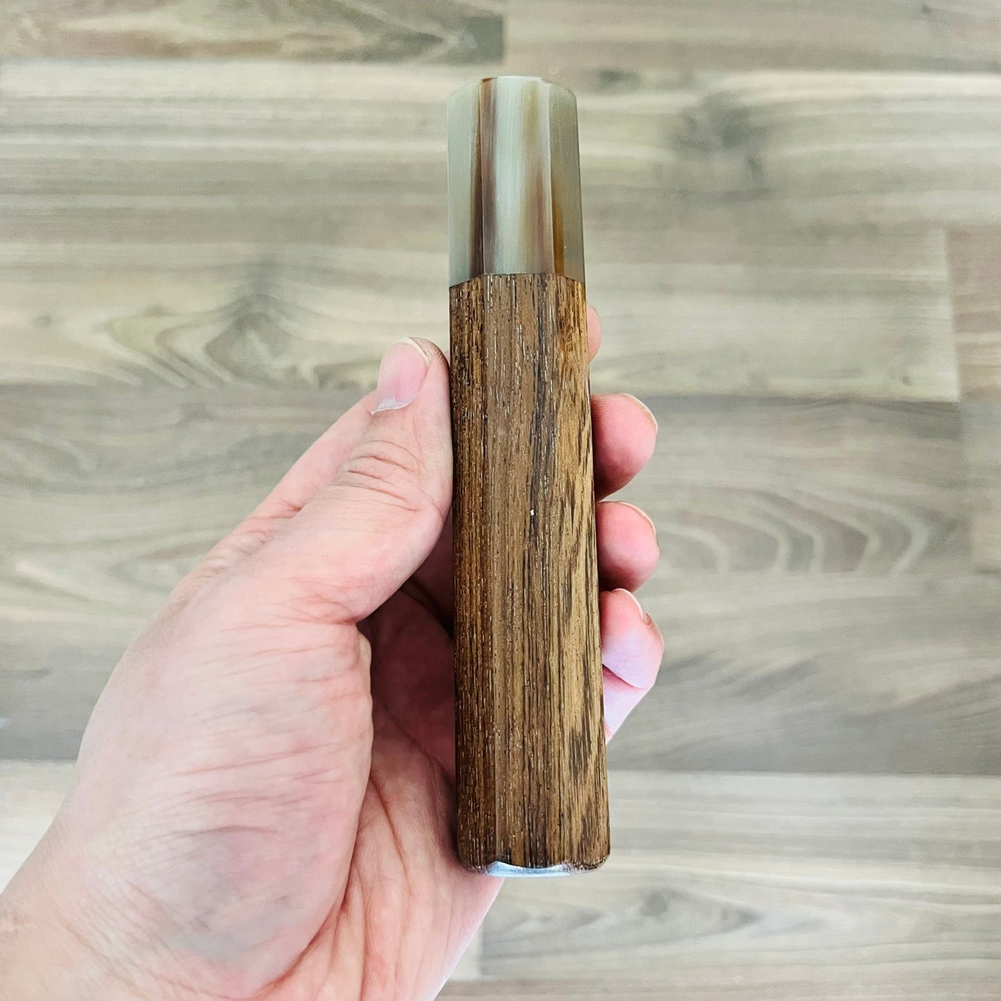 Honey Wood Wa Handle with Buffalo Horn Ferrule - Endcap