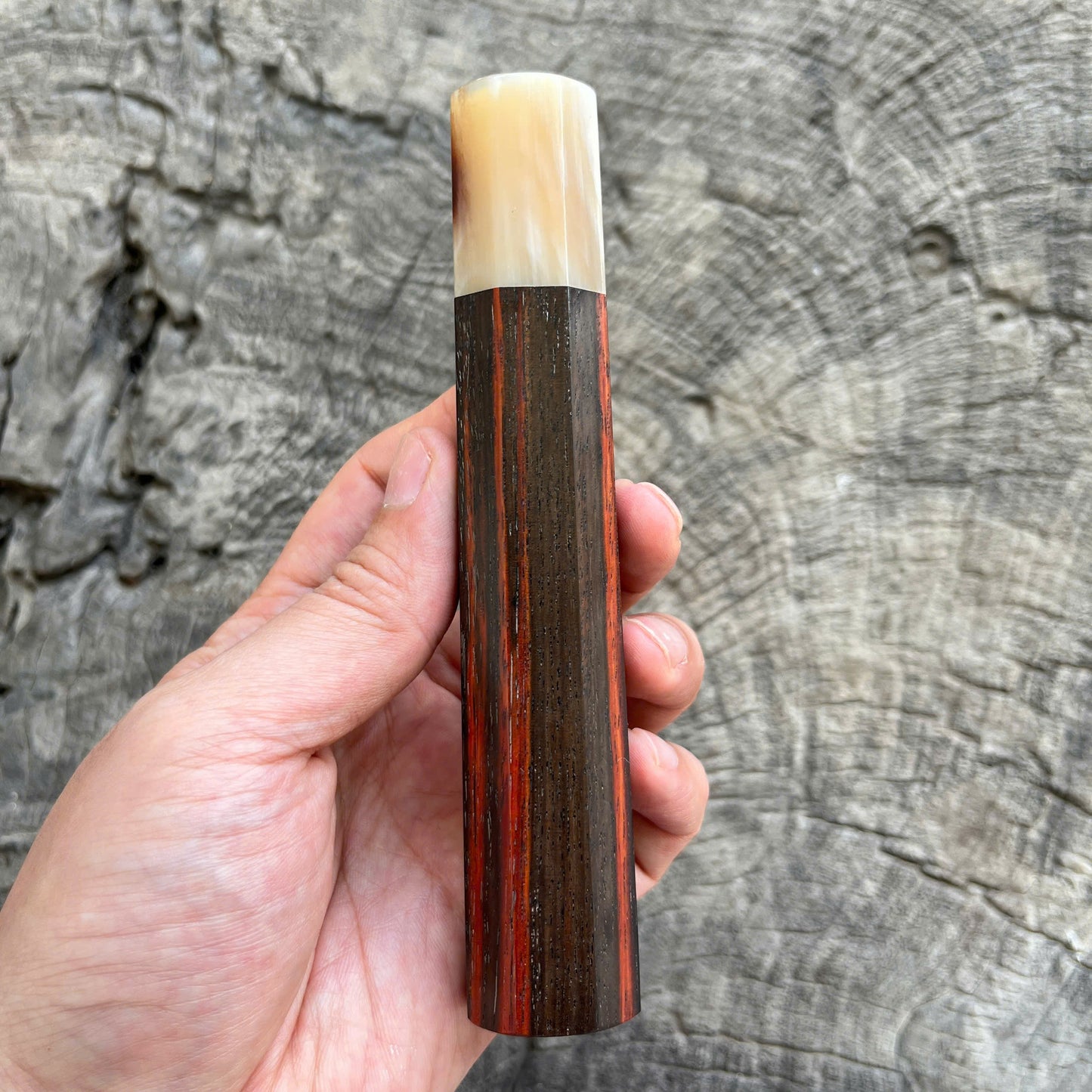 I - 15 Siam Rosewood with Red line Grain Wa handle, Cream Horn Ferrule, - 145mm