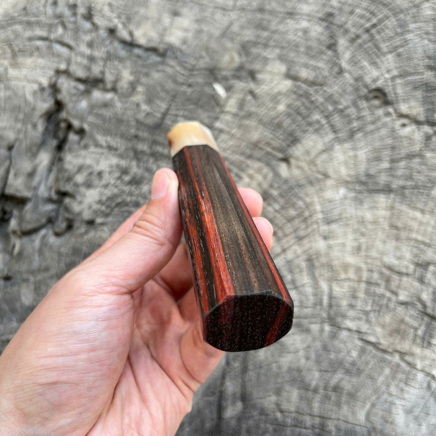 I - 15 Siam Rosewood with Red line Grain Wa handle, Cream Horn Ferrule, - 145mm