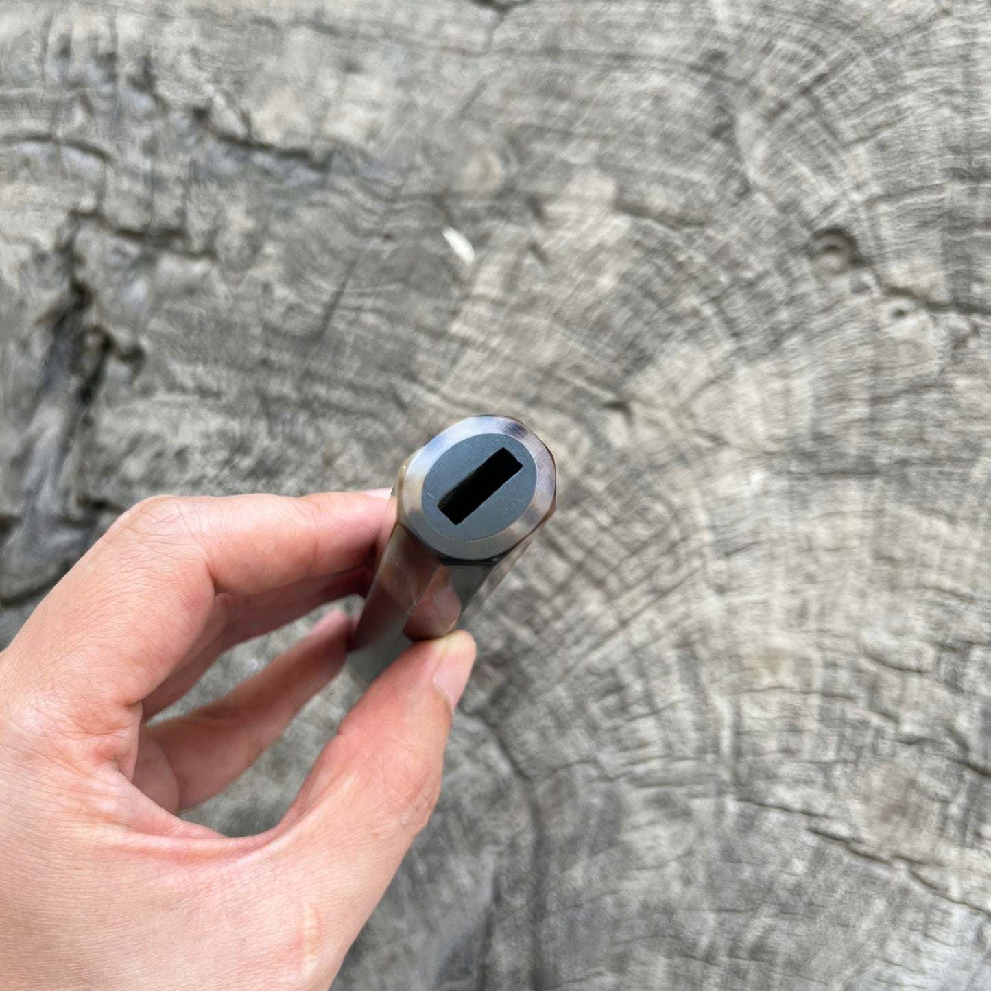I - 10 Ebony Wa handle, Marble horn ferrule End Cap - 140mm
