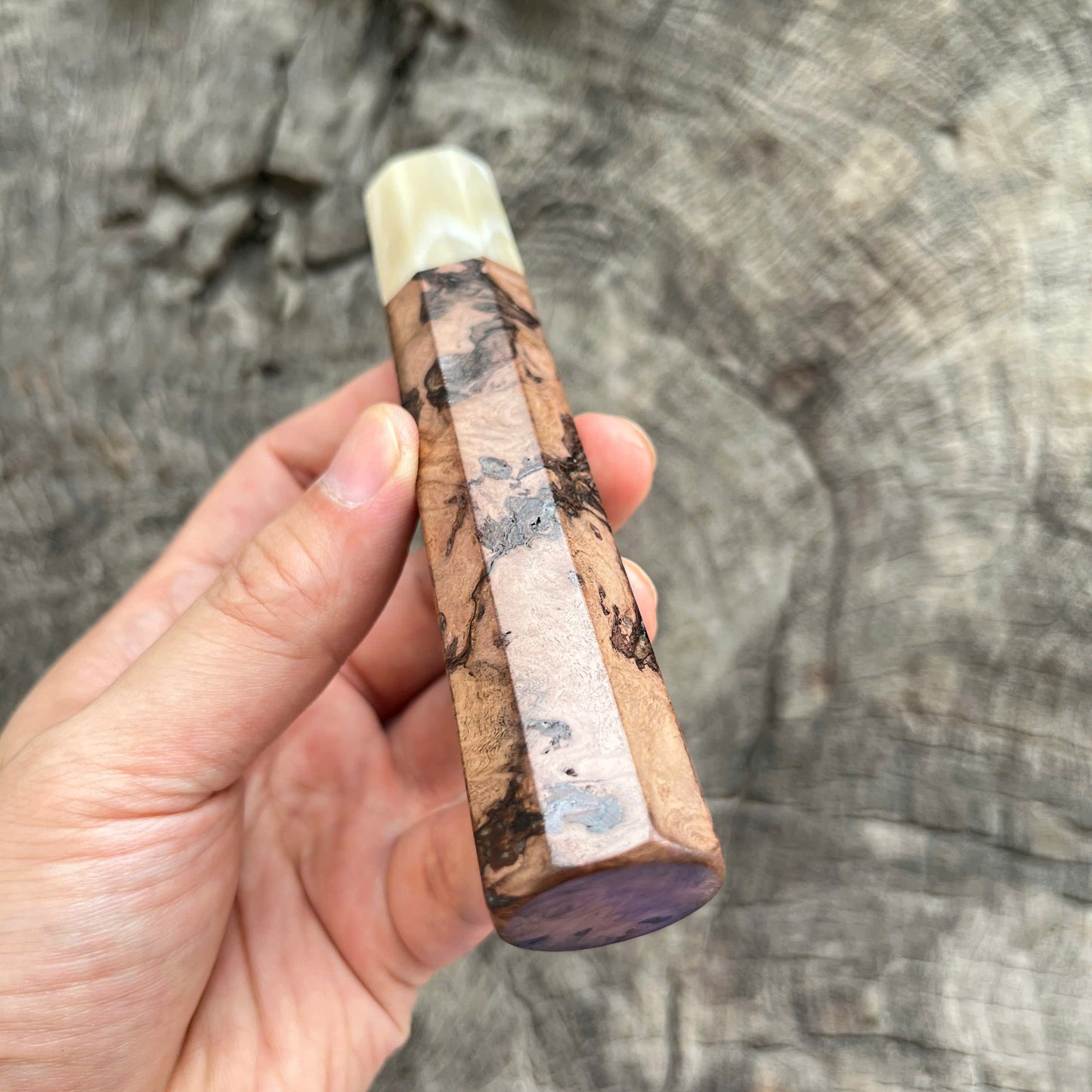 I- 4 Viet Ironwood Burl Wa handle, Cream Horn Ferrule- 135mm