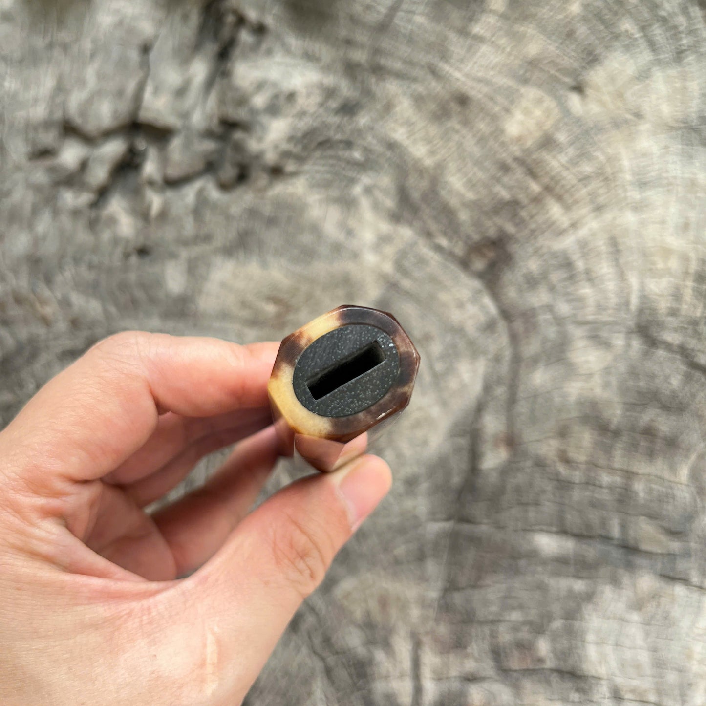 I - 3 Rare Siamese Rosewood Burl Wa handle, Marble horn ferrule, End cap - 140mm