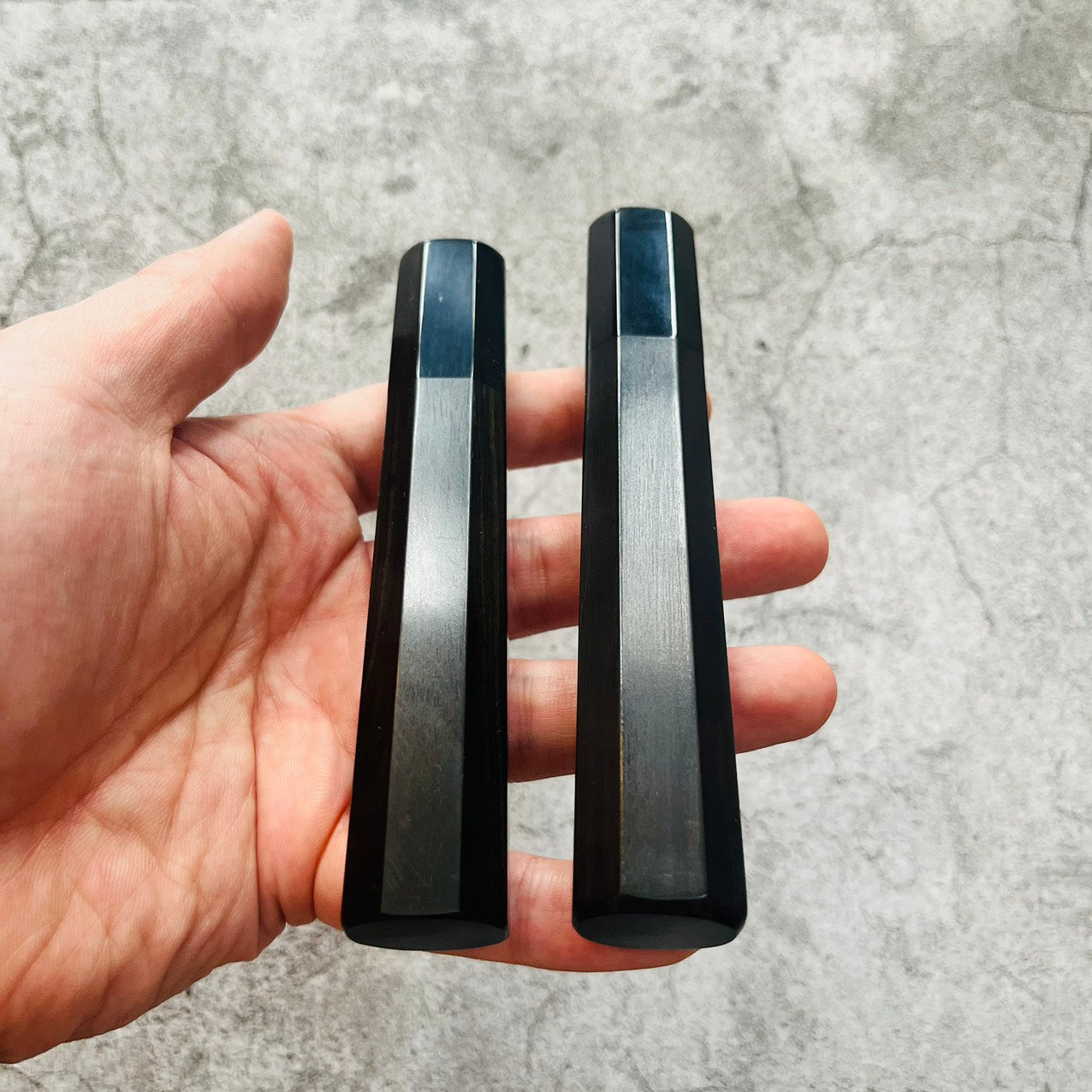 Ebony Wa Handle with black horn ferrule for Petty 120, 150, 180mm, Mun Ebony