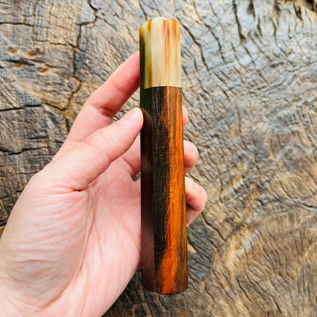 I- 6 Black red Siamese Rosewood Wa handle with white horn ferrule 145mm