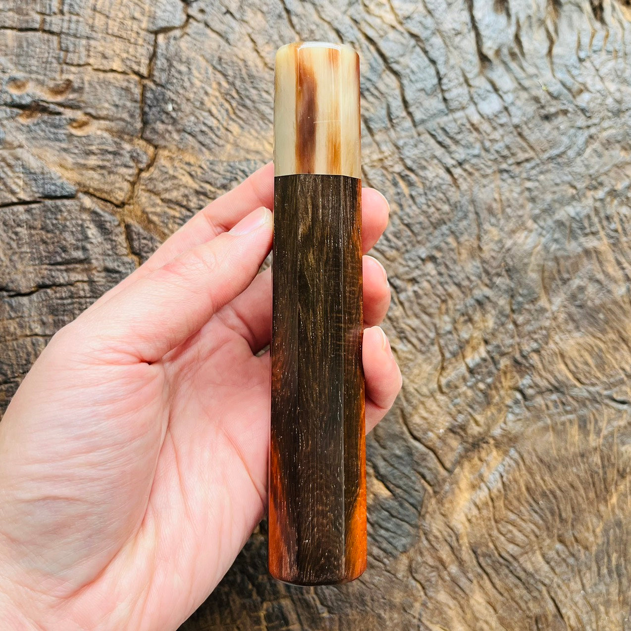 I- 6 Black red Siamese Rosewood Wa handle with white horn ferrule 145mm
