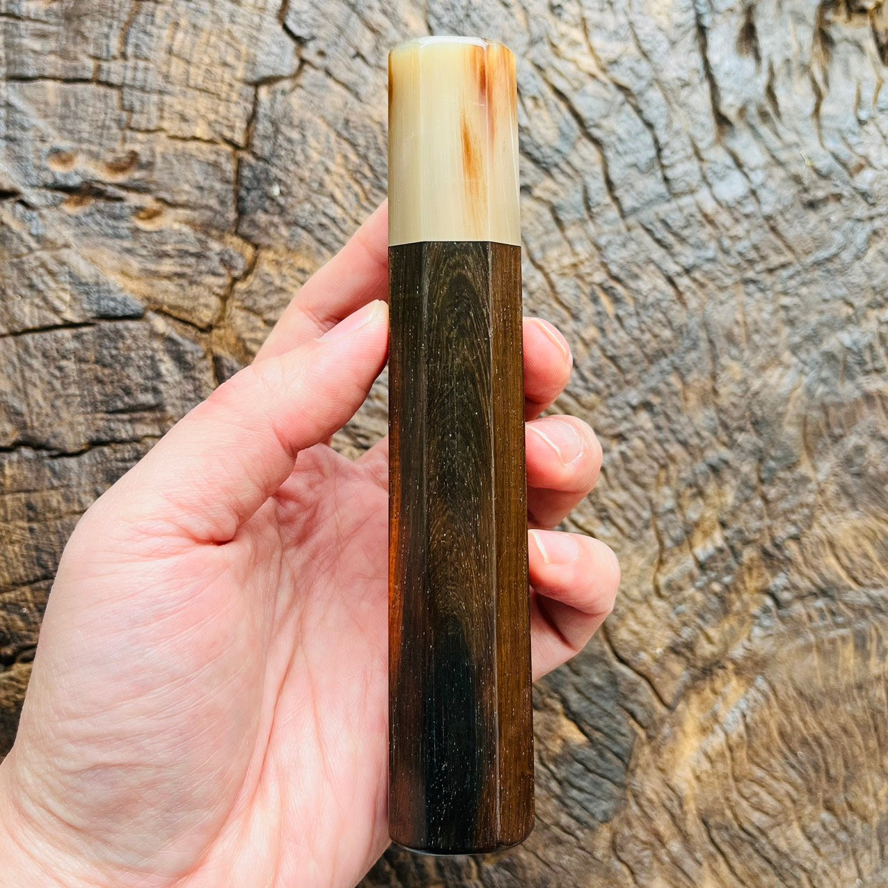 I- 6 Black red Siamese Rosewood Wa handle with white horn ferrule 145mm