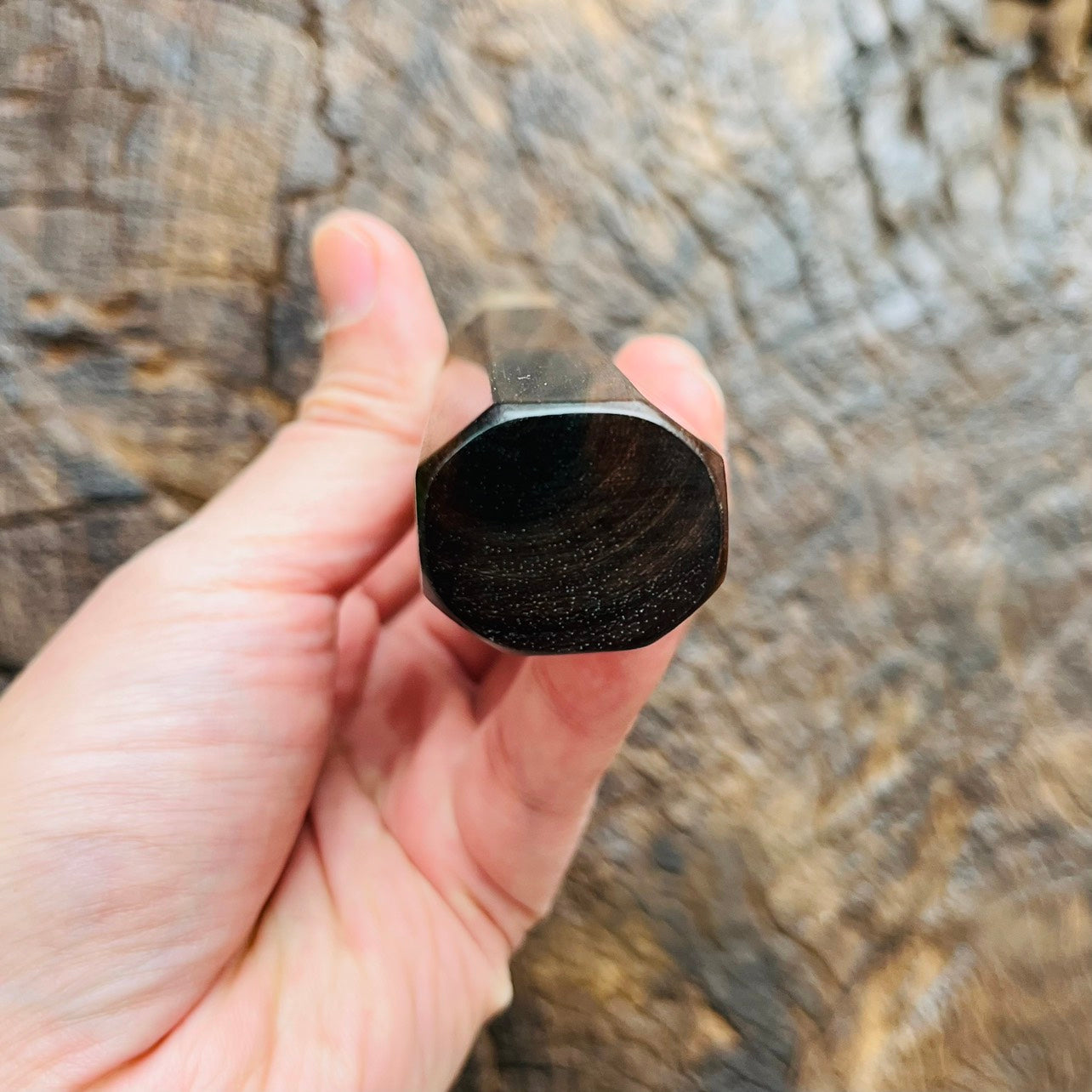 I- 6 Black red Siamese Rosewood Wa handle with white horn ferrule 145mm