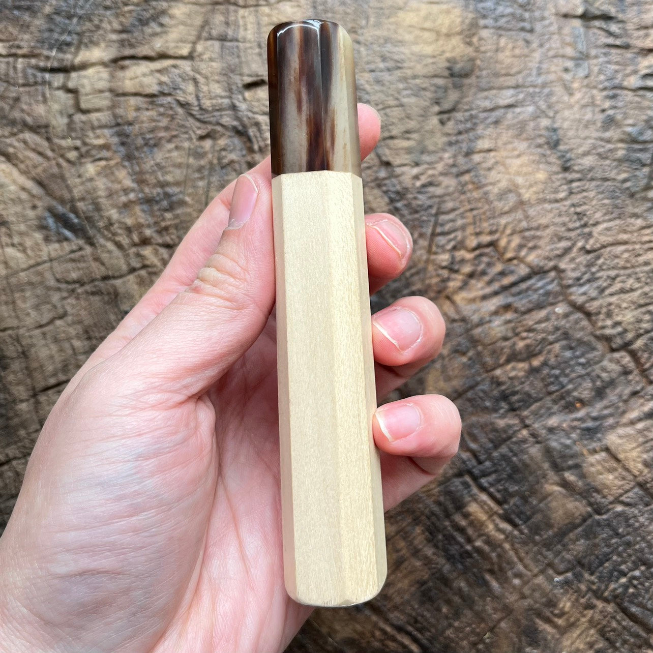 I- Brasswood Wa handle with marble horn ferrule, 130mm