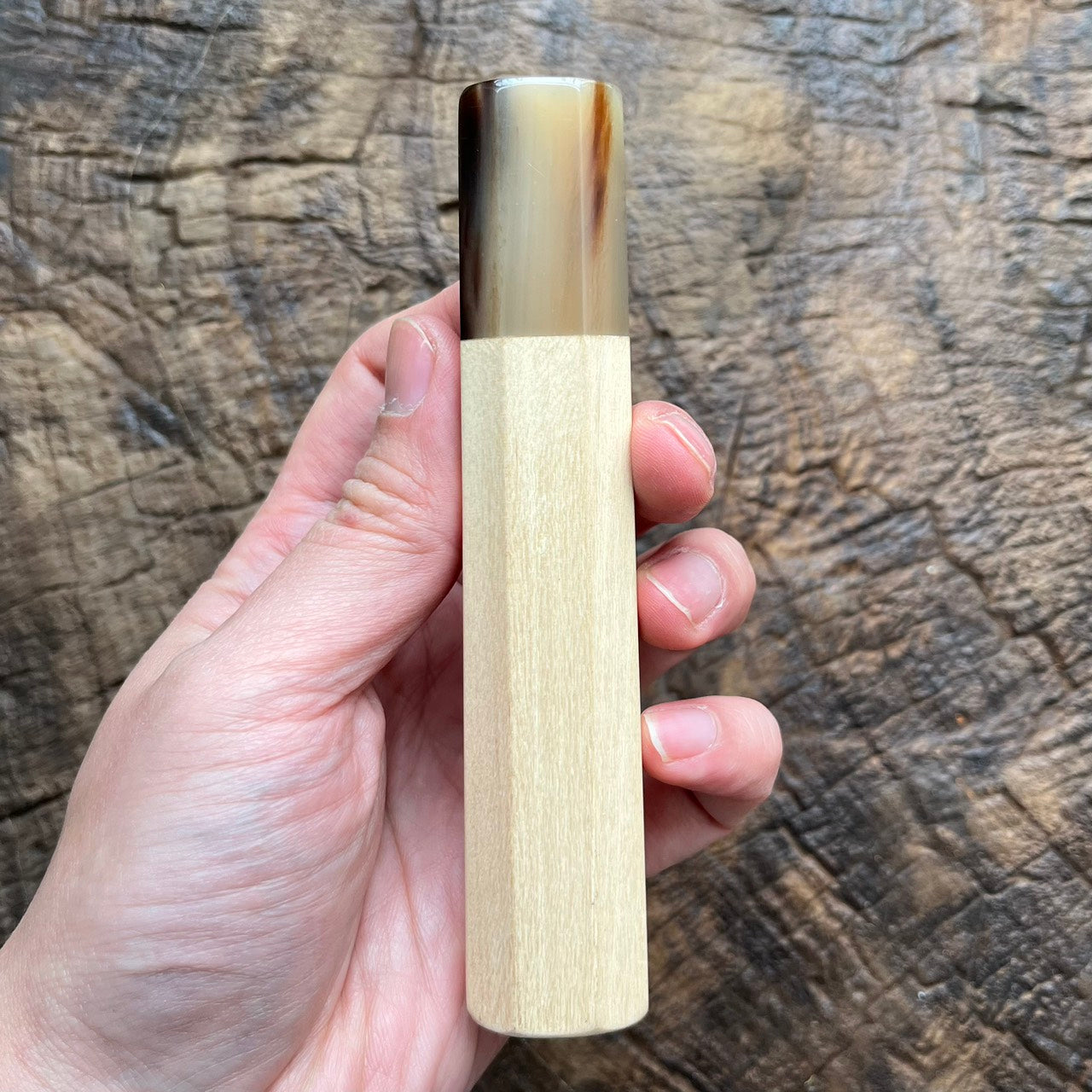 I- Brasswood Wa handle with marble horn ferrule, 130mm