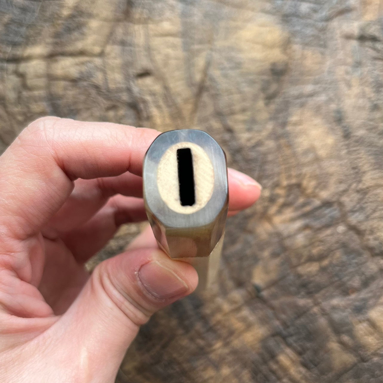 I- Brasswood Wa handle with marble horn ferrule, 130mm