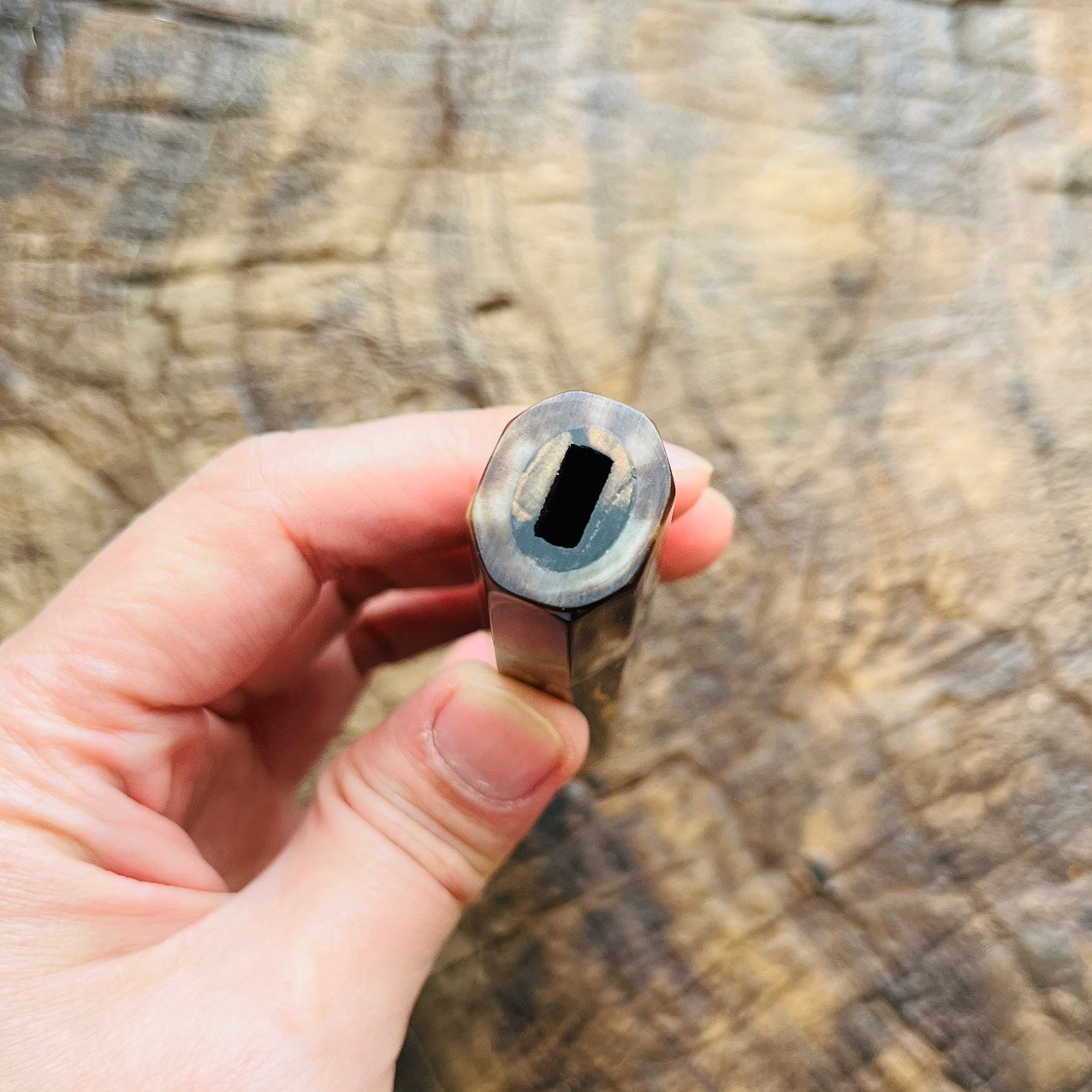 I-6 Black and white Ebony Wa handle with marble horn ferrule 130mm for yana 180-210, Petty 150-180mm