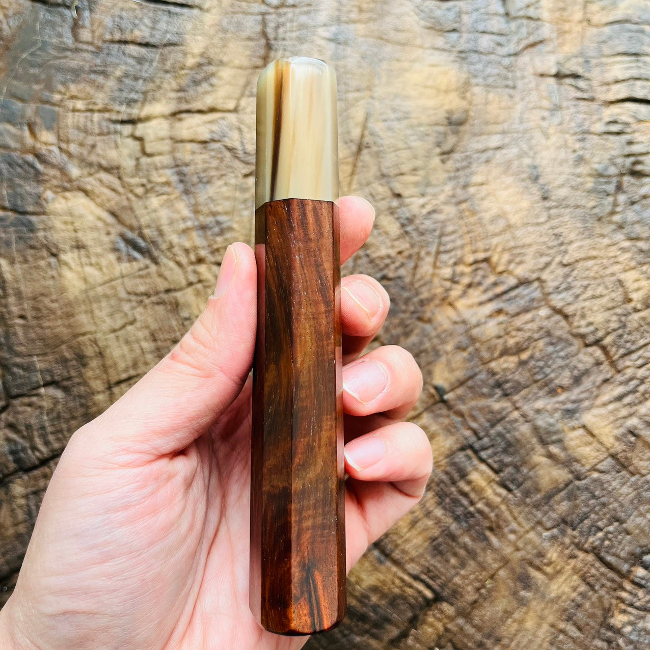 I- Rosewood Wa handle with white horn ferrule 135mm
