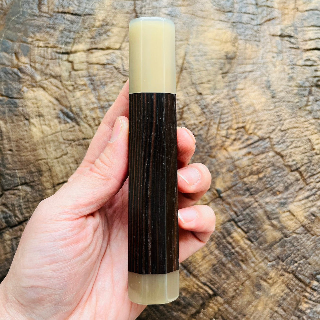 I- Madagascar ebony Wa handle with horn ferrule end cap - 140mm