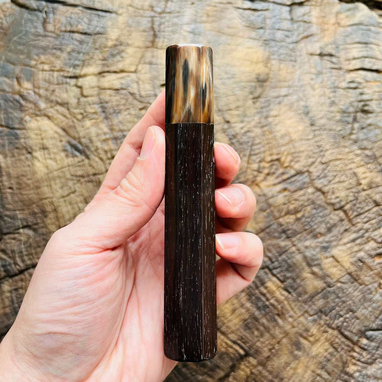 I-2 Siamese Rosewood Wa handle with marble horn ferrule 130mm for yana 180-210, Petty 150-180mm