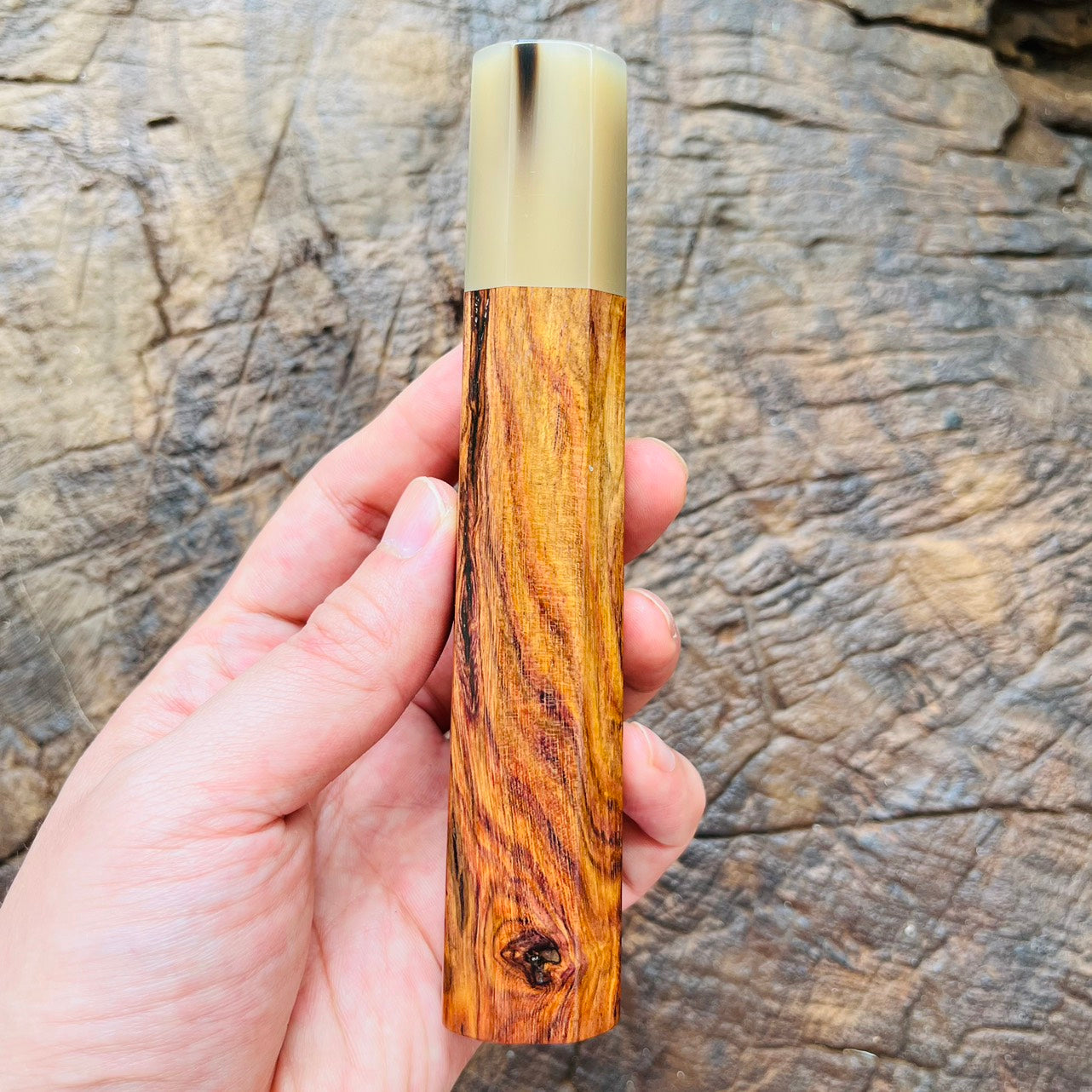I- Huanghuali wood wa handle with marble horn ferrule - 145mm