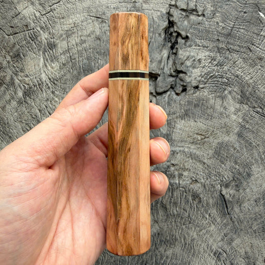 I- Japanese Tamamoku Cedar Wa handle, Nickel and Marble Horn spacer - 135mm