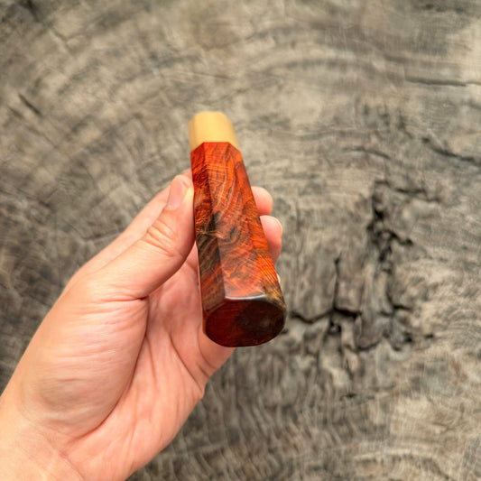 I -8 Curly Siamese Rosewood Wa handle, Pure white horn ferrule, 145 mm handle