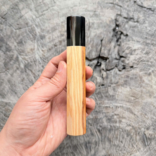 I - Slim Two Tone Tamamoku Cedar Wa handle, Marble Horn Ferrule, 145 mm