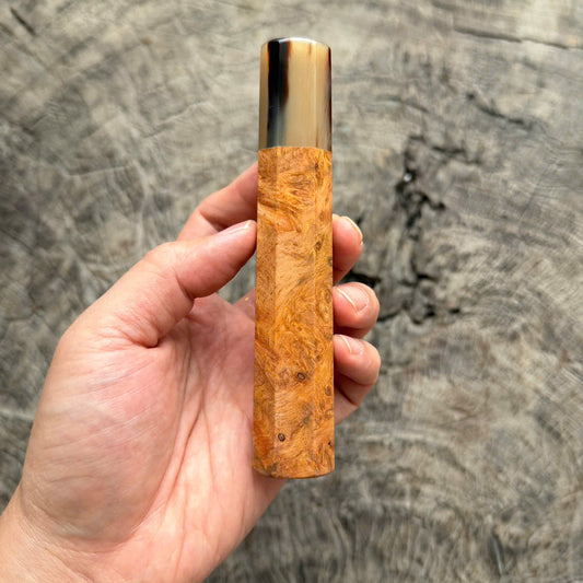 I- 16 Dragon Blood Burl Wa handle, Marble horn Ferrule - 135mm