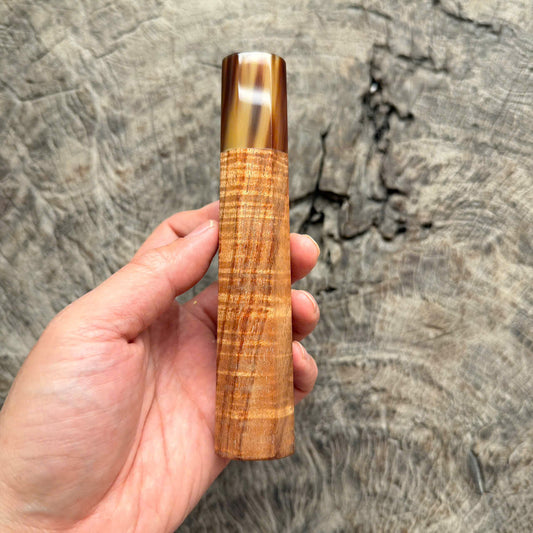 I -4 Curly Hawaiian Koa Wa handle, marble horn ferrule, 145 mm handle