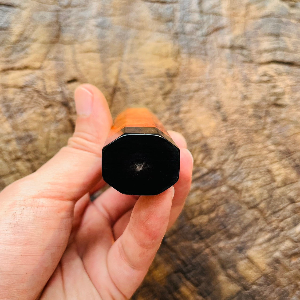 I- Orange Siamese Rosewood Wa handle white horn ferrule, black horn end cap 140mm