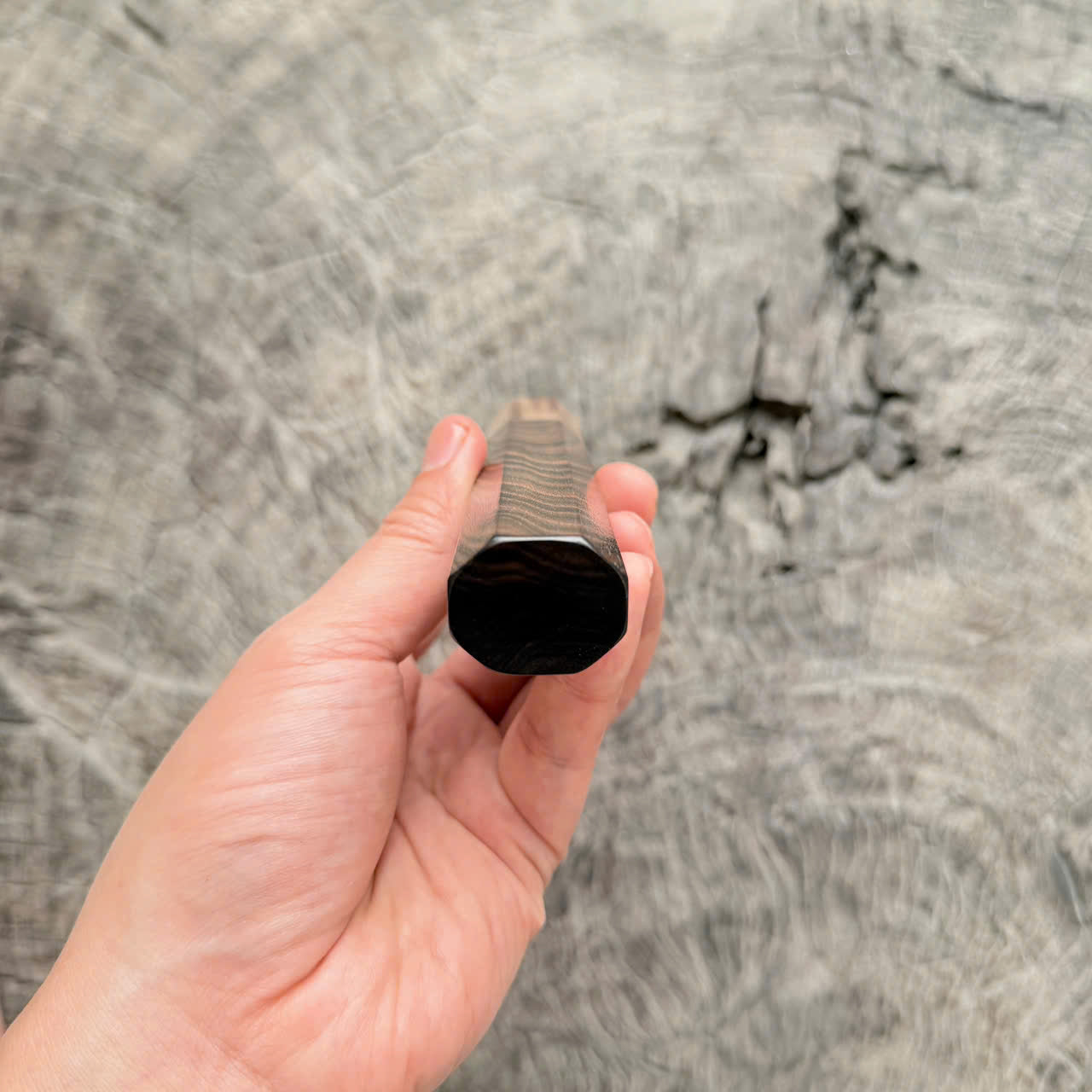 I -9 Madagascar Ebony Wa handle, Horizontal grain, White horn ferrule, 140 mm handle