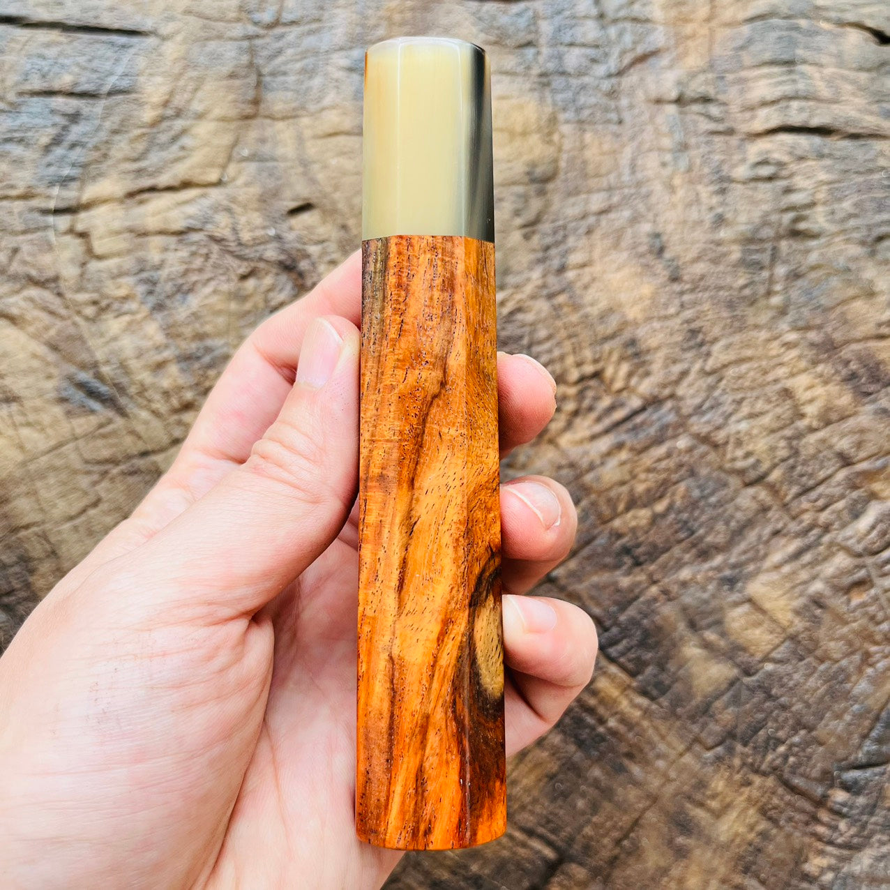 I- 2 Little burl Siamese Rosewood Wa handle with marble horn ferrule - 135mm