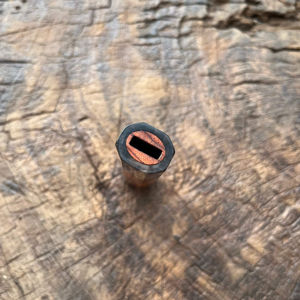 I-Super Rare Burl Siamese Orange Rosewood Wa handle with marble horn ferrule - 145mm