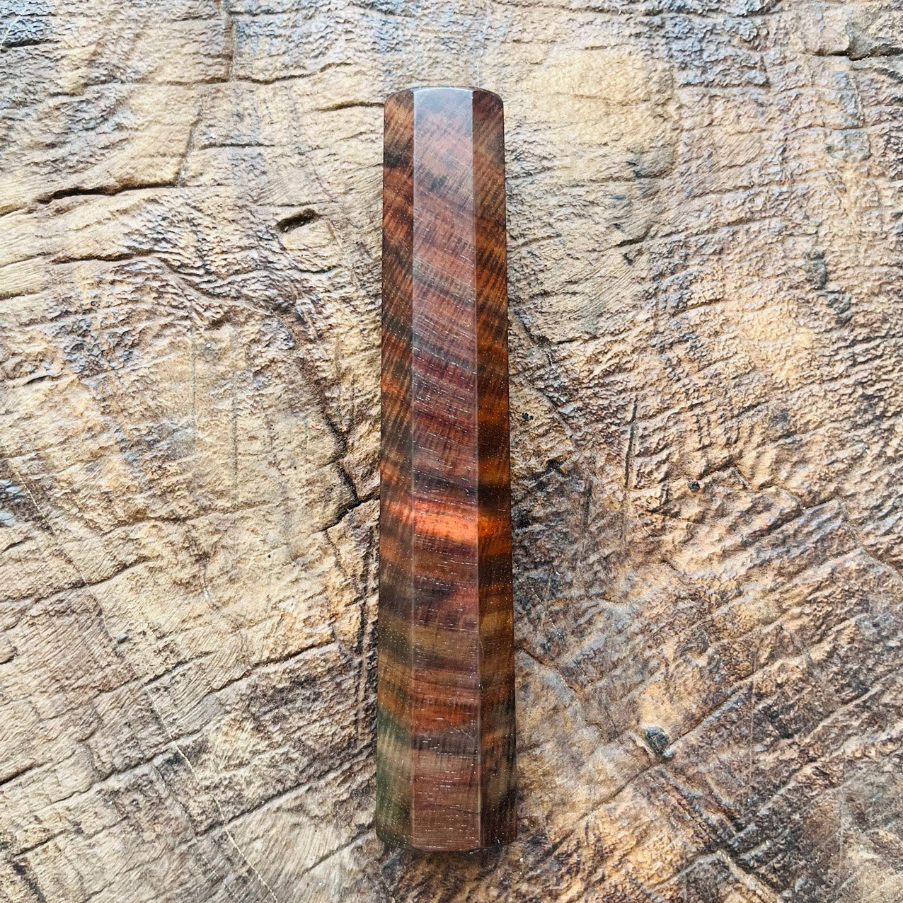 I- Rare Mono Curly Black Red Siamese Rosewood Wa handle 140mm