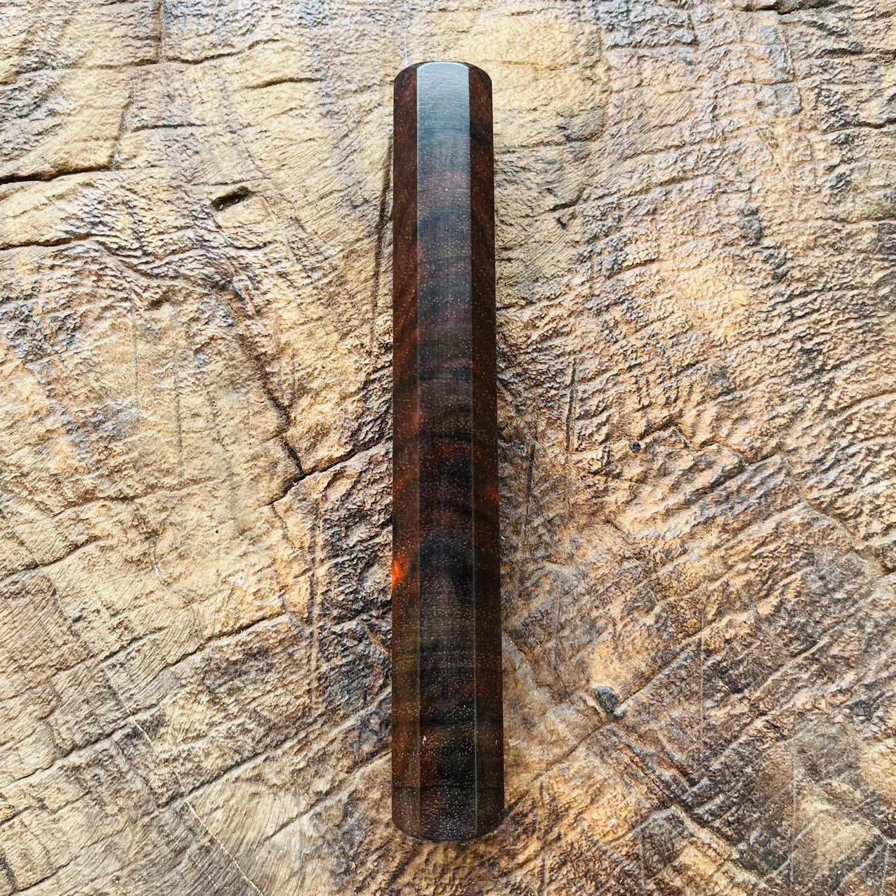 I- Rare Mono Curly Black Red Siamese Rosewood Wa handle 140mm