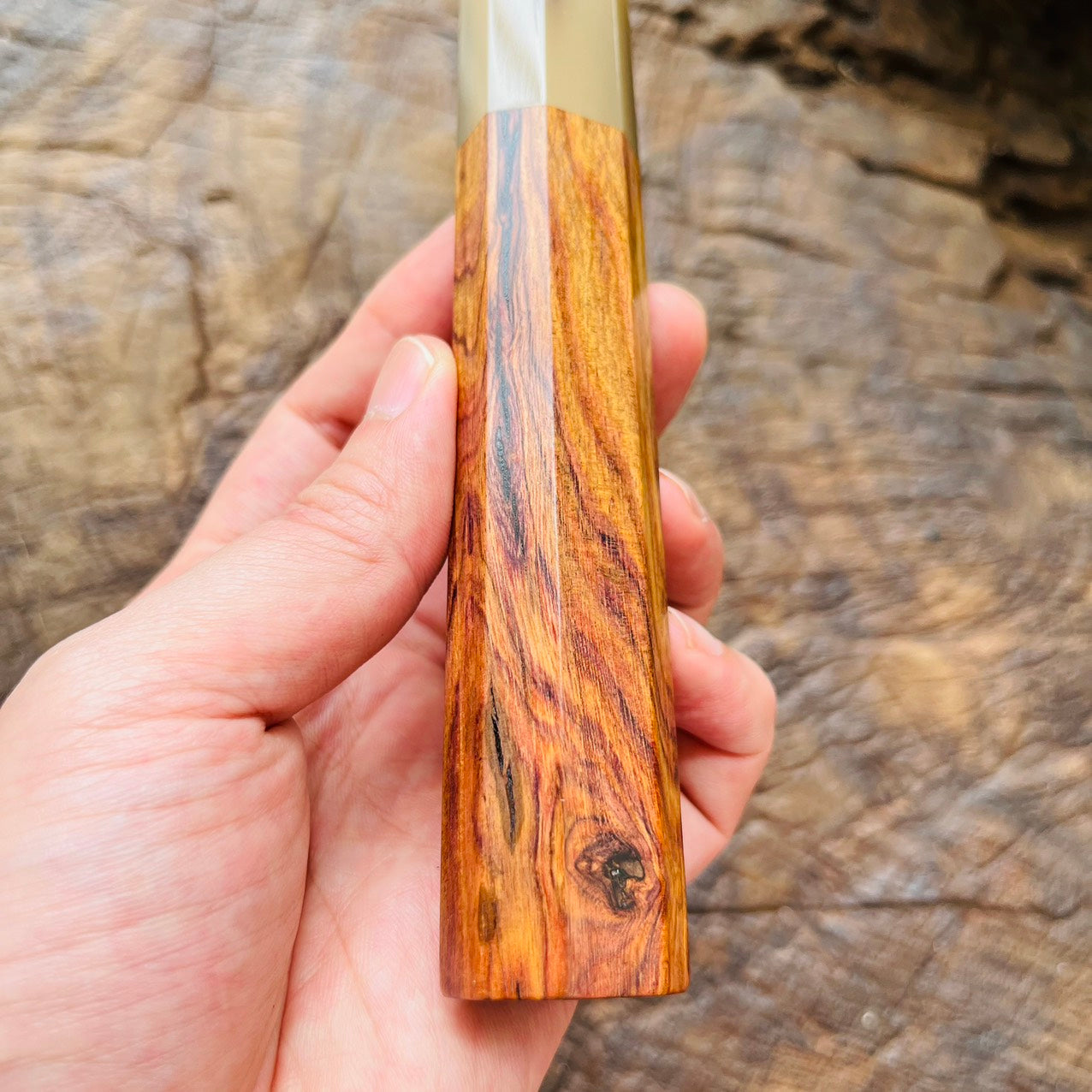 I- Huanghuali wood wa handle with marble horn ferrule - 145mm