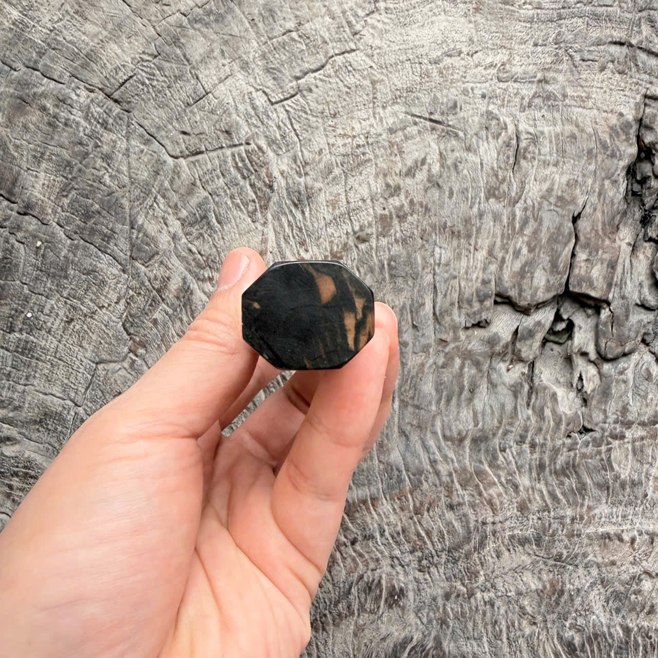 I - Cool Black White Ebony Wa handle, Black horn ferrule, 140mm