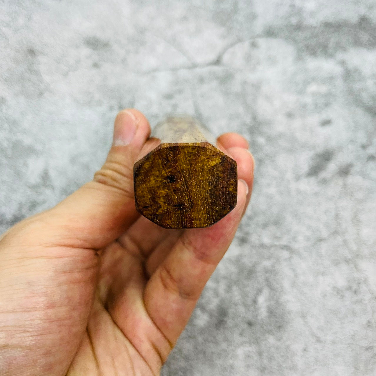 I- Huanghuali wood Wa handle with marble horn ferrule and nickel spacer- 140mm
