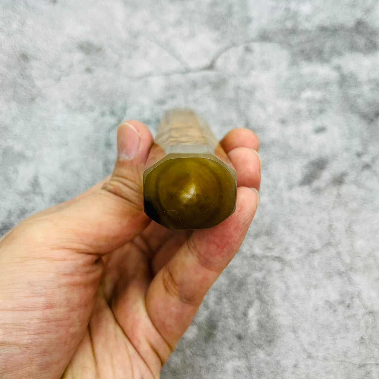 I- 4 Viet Ironwood Wa handle with marble horn ferrule, end cap- 140mm