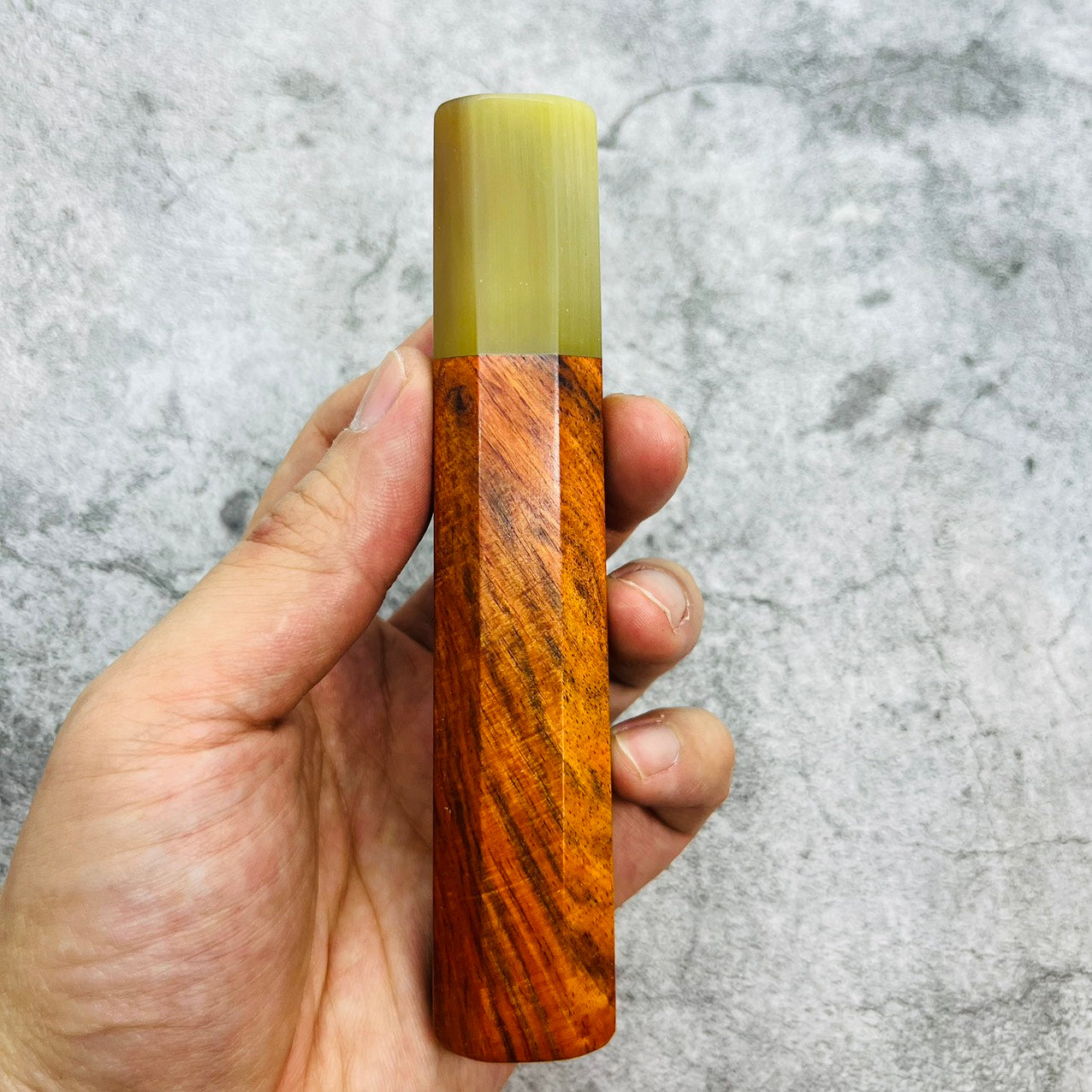 I- 7 Orange Siamese Rosewood Wa handle with marble horn ferrule, 130mm