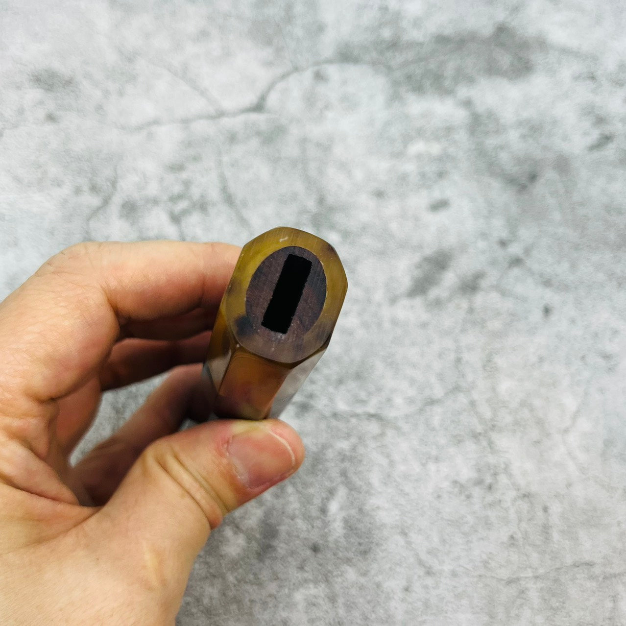 I- Cool Purple Curly Siamese Rosewood Wa handle with marble horn ferrule, 145mm