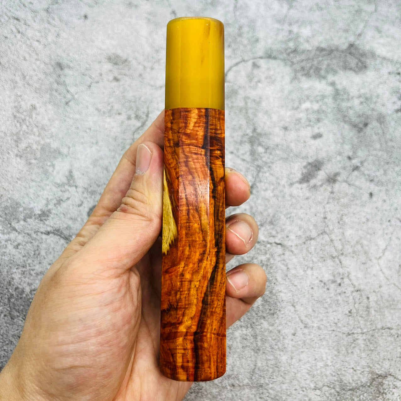 I- 6 Orange Curly Siamese Rosewood Wa handle with marble horn ferrule, 145mm